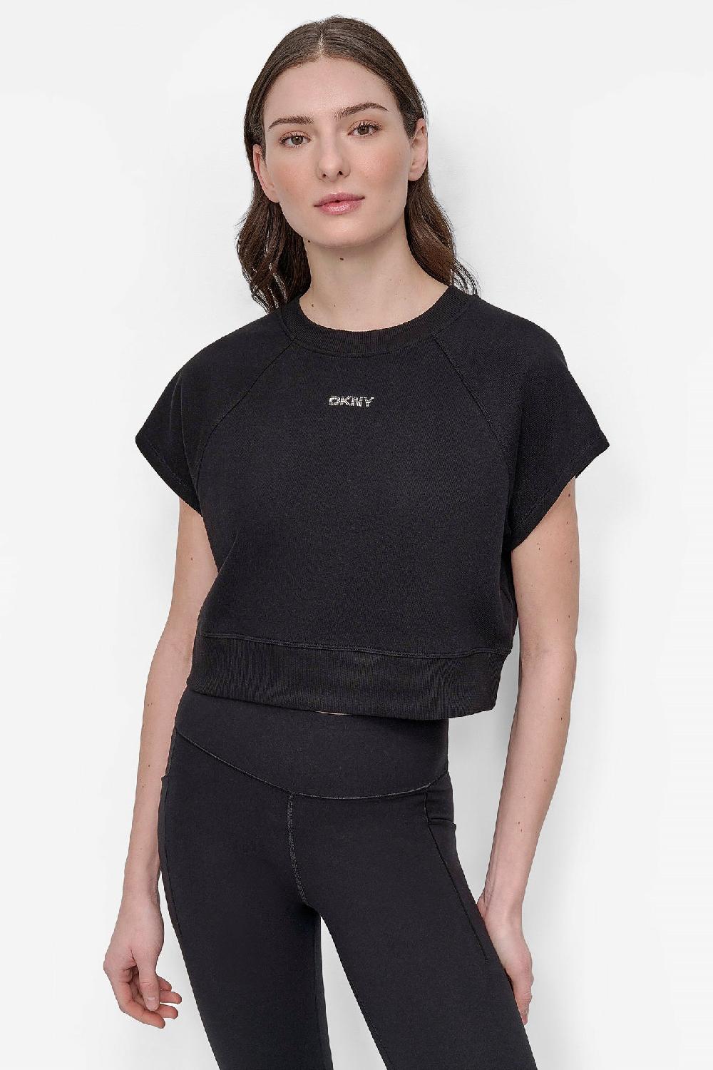 dkny MINI STUD LOGO RAGLAN PULLOVER Black