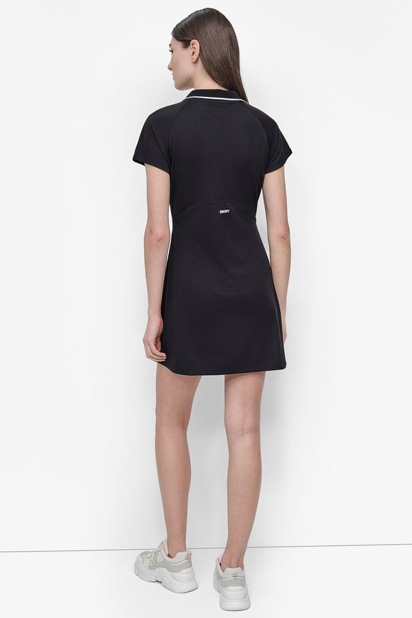 Dkny MINI ZIP POLO DRESS Black/White