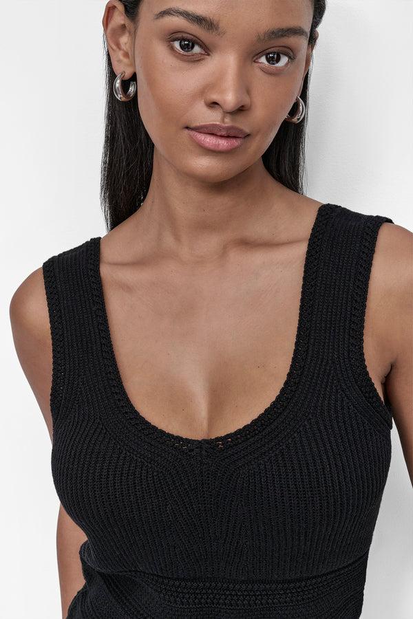 Dkny MIXED KNIT SWEATER TANK Black