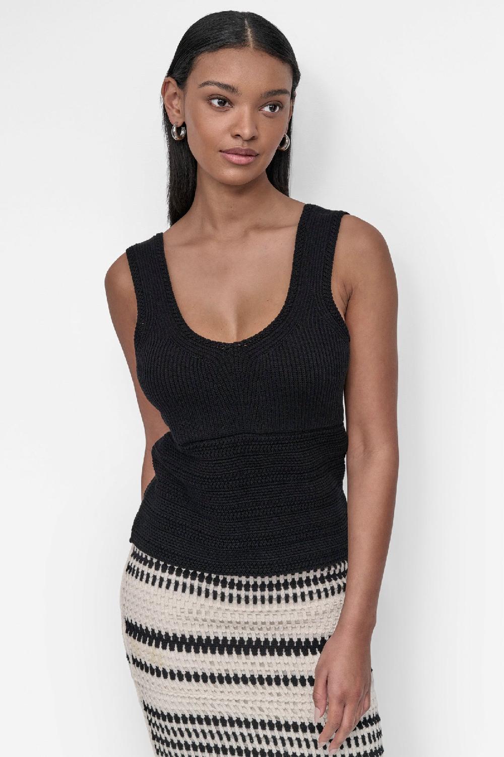 dkny MIXED KNIT SWEATER TANK Black