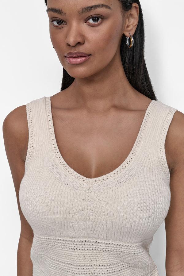 Dkny MIXED KNIT SWEATER TANK COCONUT