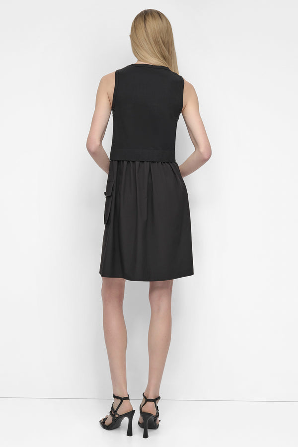 Dkny MIXED MEDIA CARGO A-LINE DRESS Black