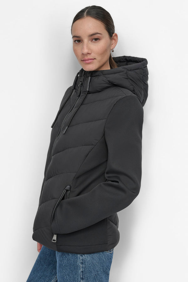 Dkny MIXED MEDIA LIGHT WEIGHT PUFFER Black