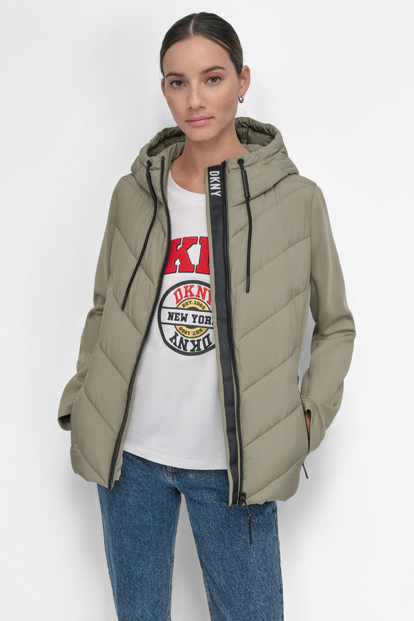 Dkny MIXED MEDIA LIGHT WEIGHT PUFFER Green