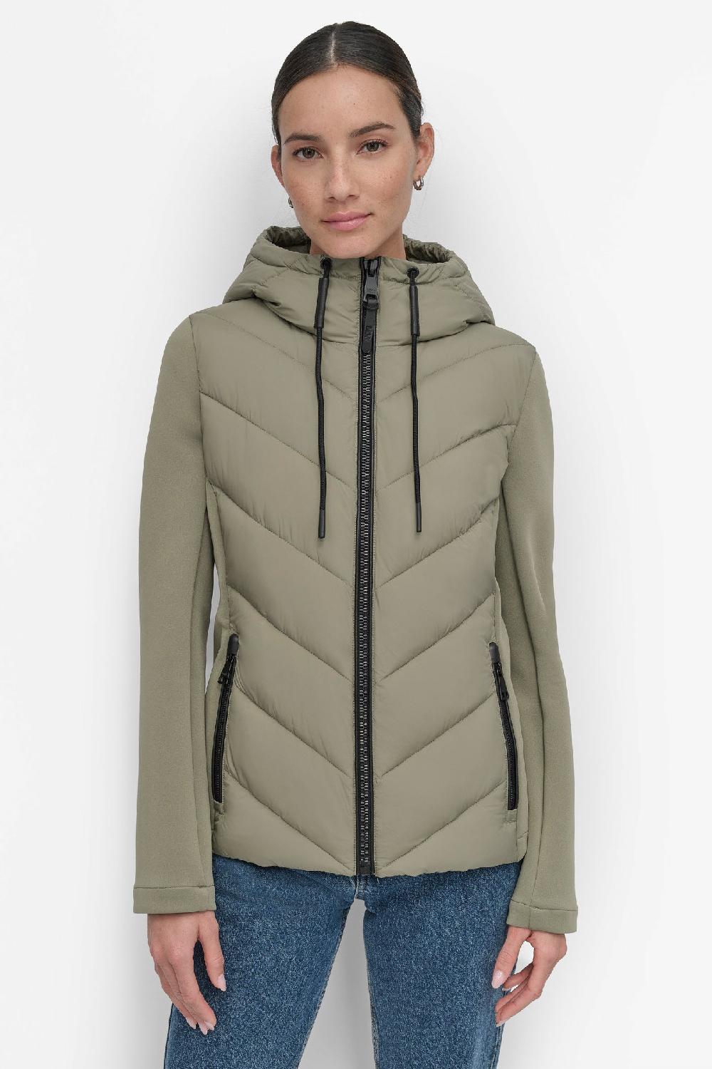 dkny MIXED MEDIA LIGHT WEIGHT PUFFER Green