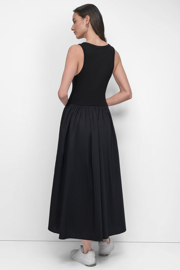 Dkny MIXED MEDIA MIDI TANK DRESS Black