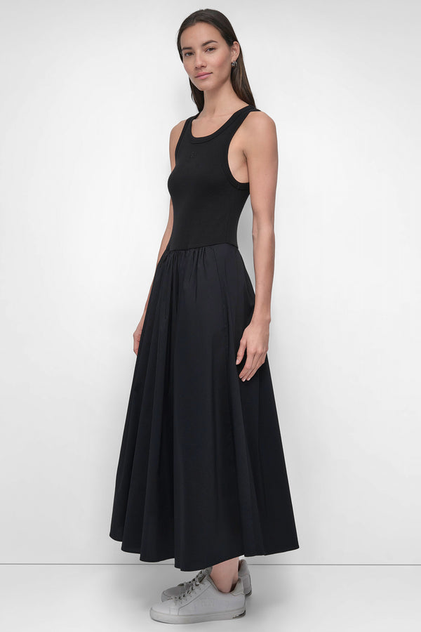 Dkny MIXED MEDIA MIDI TANK DRESS Black