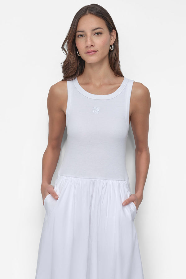Dkny MIXED MEDIA MIDI TANK DRESS White