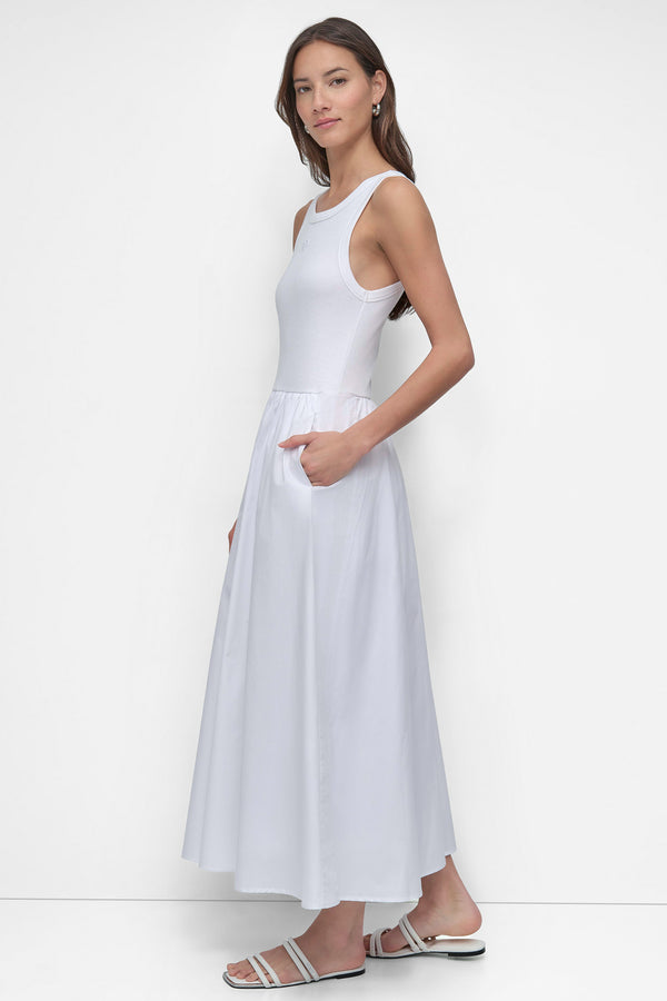 Dkny MIXED MEDIA MIDI TANK DRESS White