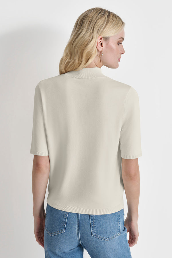 Dkny MOCK NECK LOGO SWEATER EGGNOG