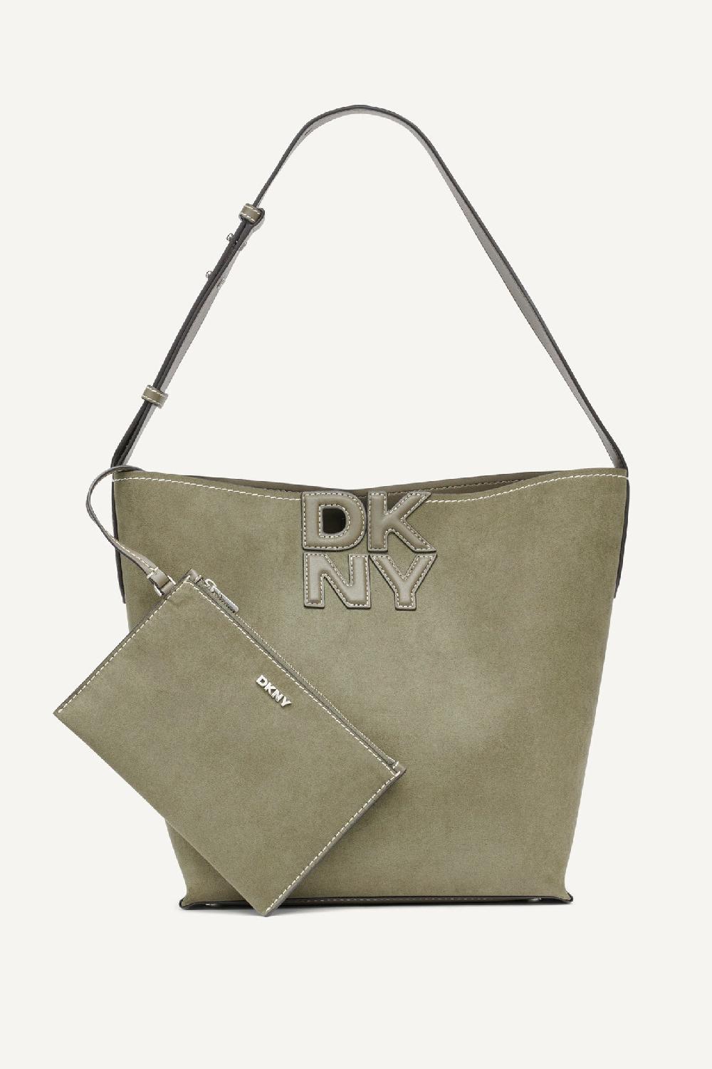 dkny NICOLE LOGO BUCKET BAG Utility Green