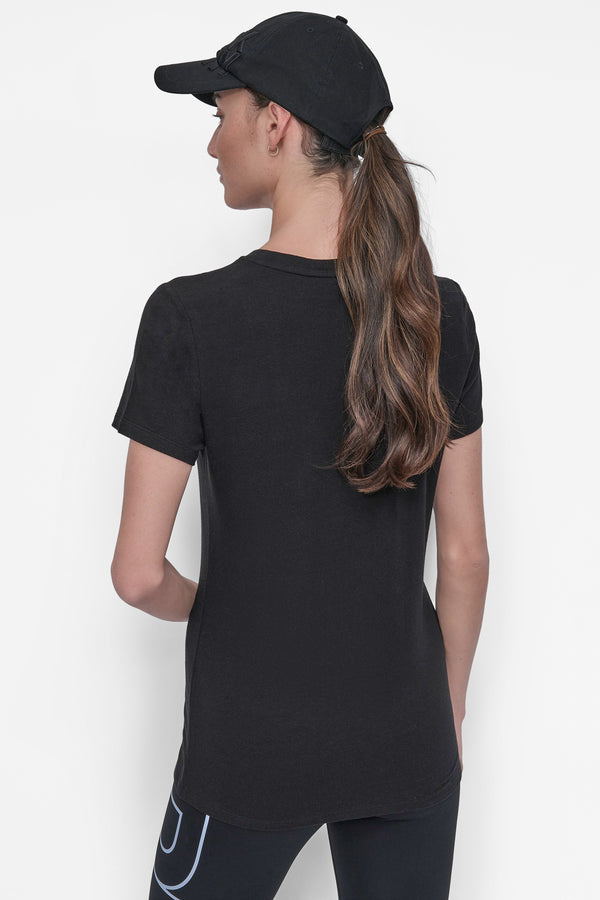 Dkny OMBRÉ LOGO PERFORMANCE TEE BLACK/ SKYWAY BLUE