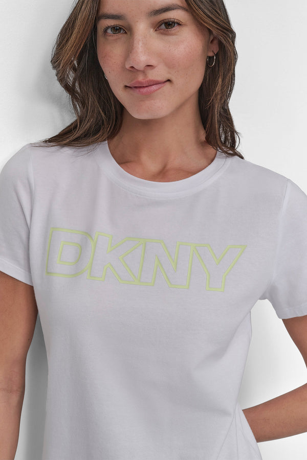 Dkny OMBRÉ LOGO PERFORMANCE TEE WHITE/ICED PEAR