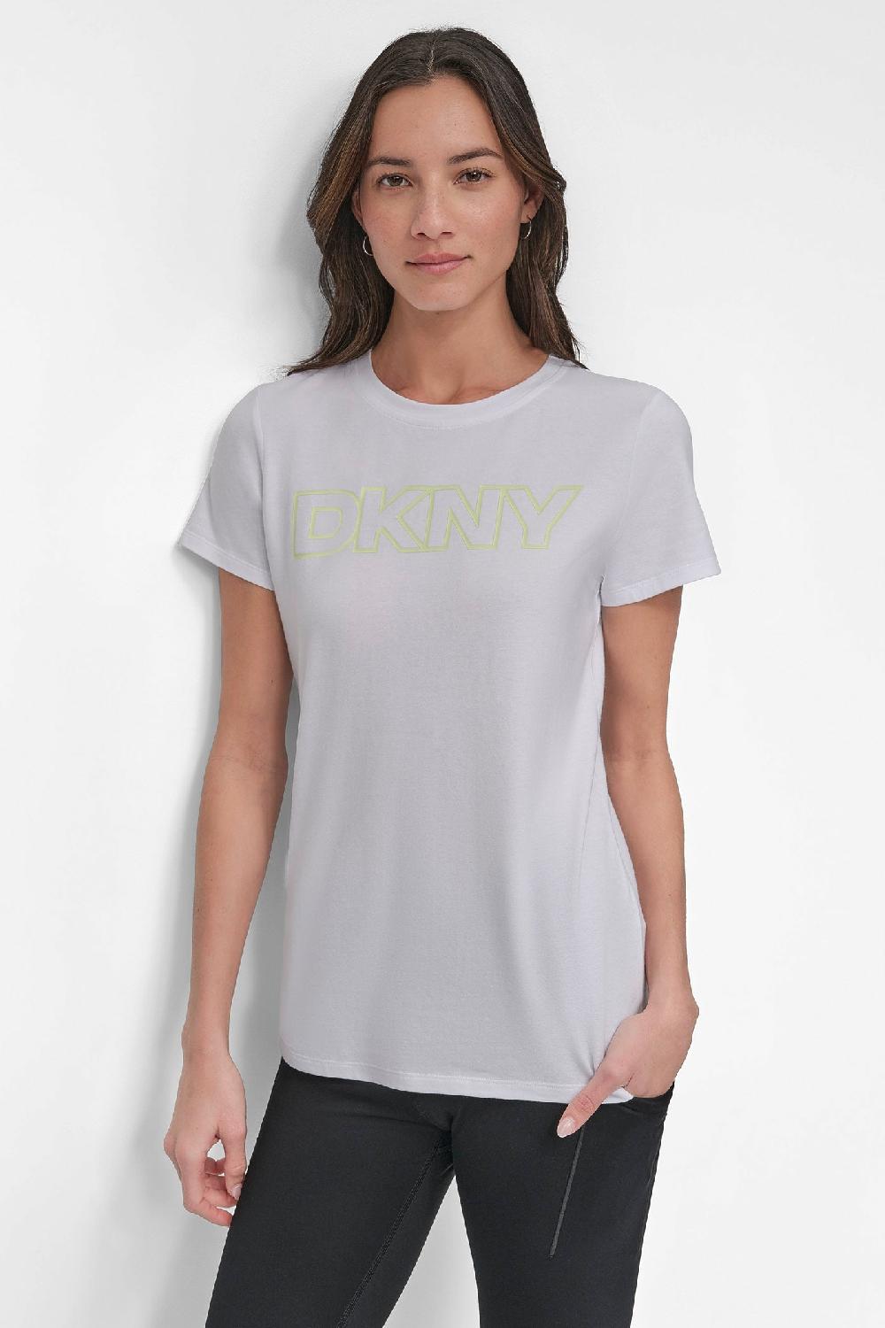 dkny OMBRÉ LOGO PERFORMANCE TEE WHITE/ICED PEAR