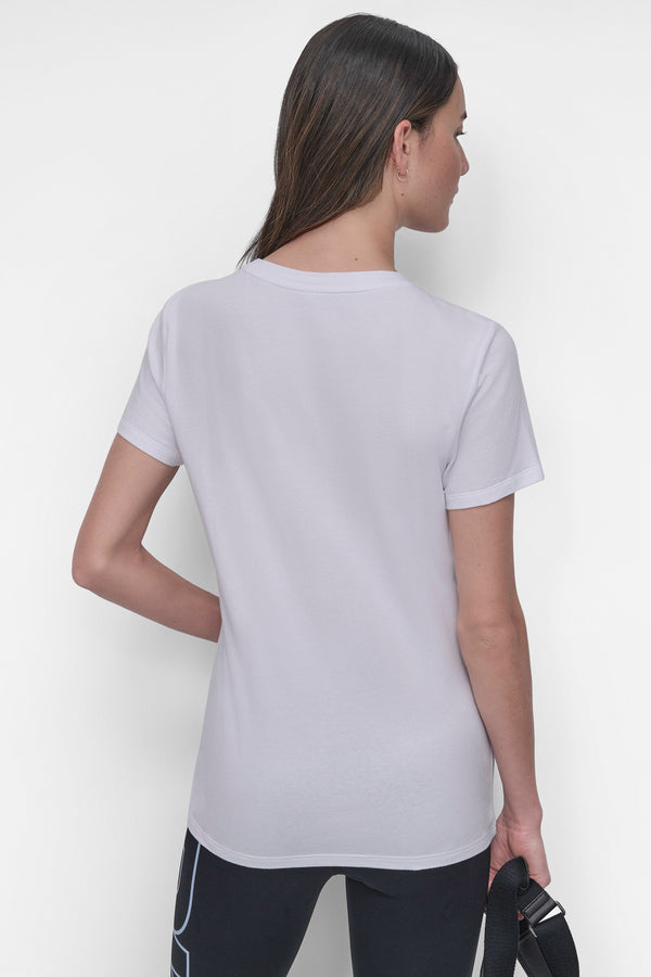 Dkny OMBRÉ LOGO PERFORMANCE TEE WHITE/ SKYWAY BLUE