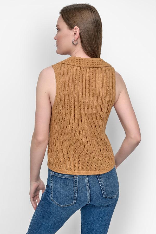 Dkny OPEN-KNIT POLO Whiskey