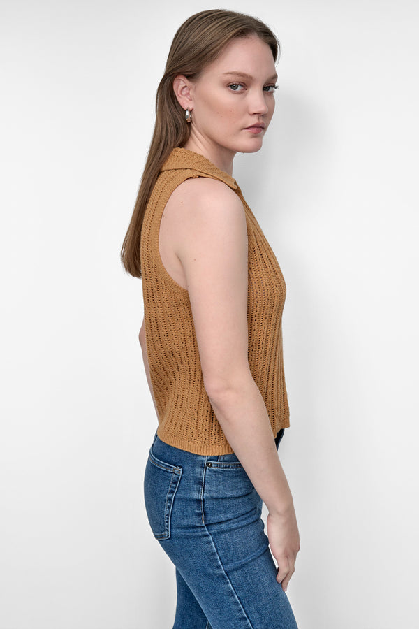 Dkny OPEN-KNIT POLO Whiskey