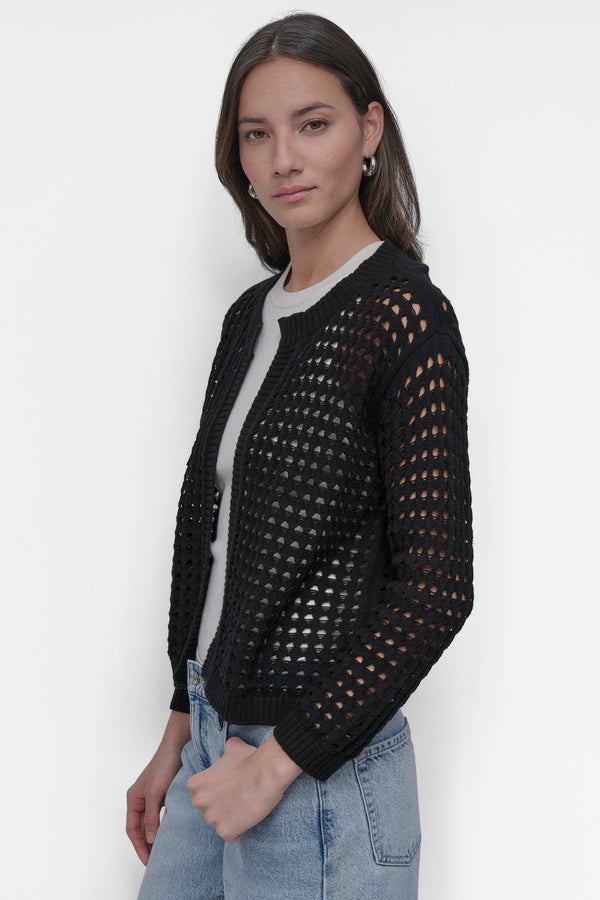 Dkny OPEN-STITCH CARDIGAN Black
