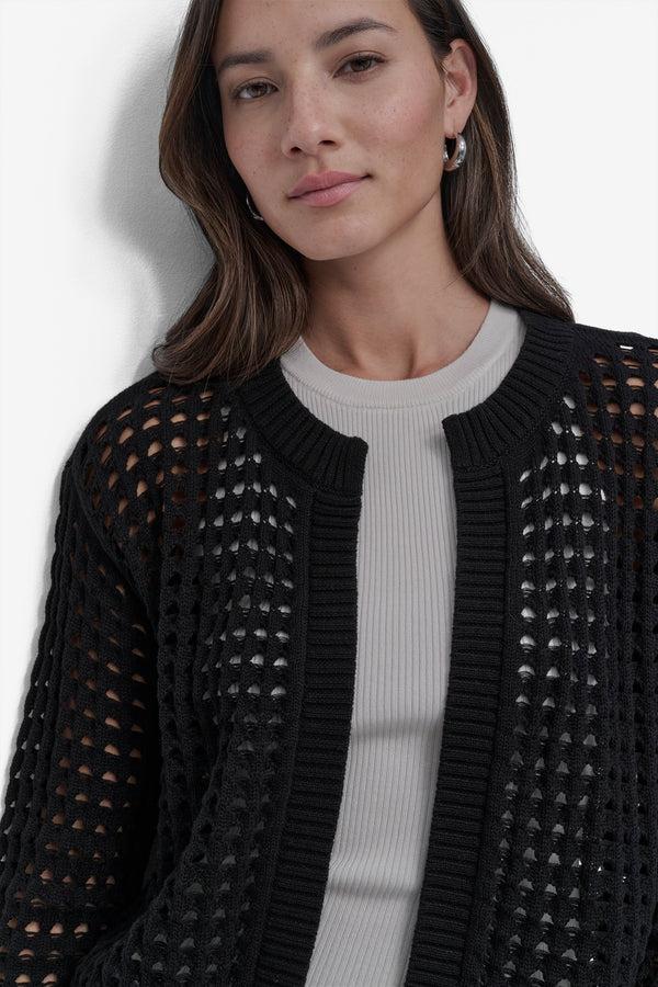Dkny OPEN-STITCH CARDIGAN Black