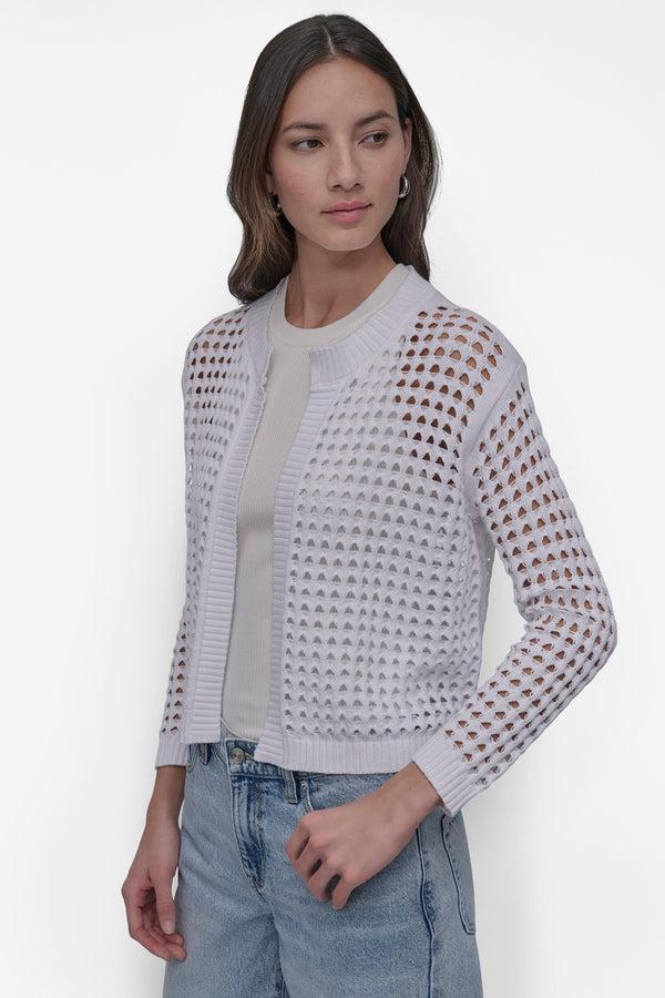 Dkny OPEN-STITCH CARDIGAN White
