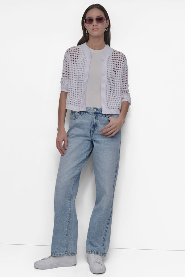 Dkny OPEN-STITCH CARDIGAN White