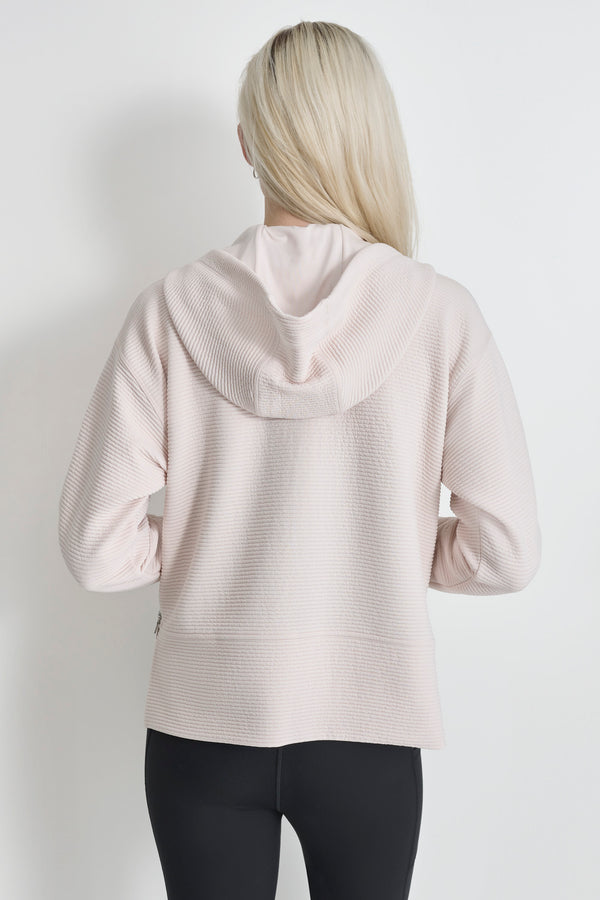 Dkny OTTOMAN RIB ZIP DETAILED HOODIE SAND