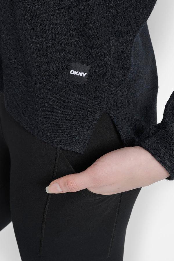 Dkny PANELED HI-LOW HOODIE Black