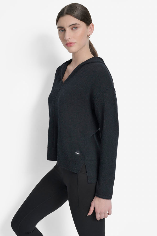Dkny PANELED HI-LOW HOODIE Black