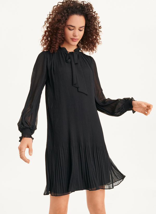 Dkny Pleated A Line Dress Black