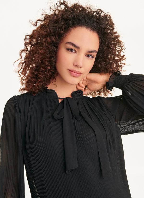 Dkny Pleated A Line Dress Black