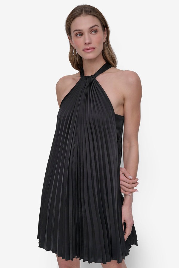 Dkny PLEATED HALTER SWING DRESS Black