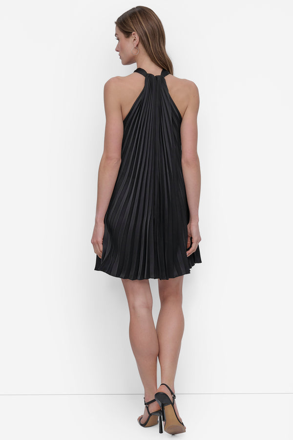 Dkny PLEATED HALTER SWING DRESS Black