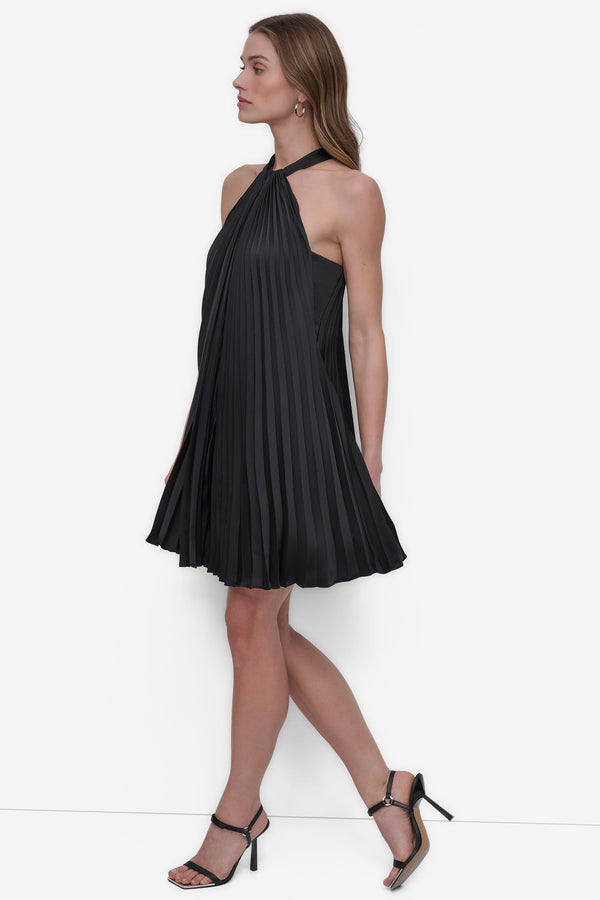 Dkny PLEATED HALTER SWING DRESS Black