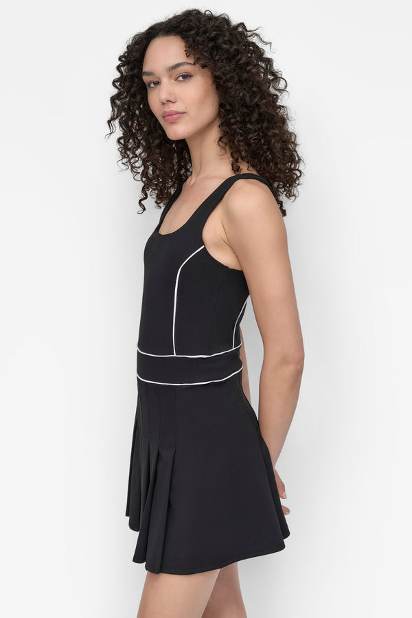 Dkny PLEATED TENNIS DRESS Black/White