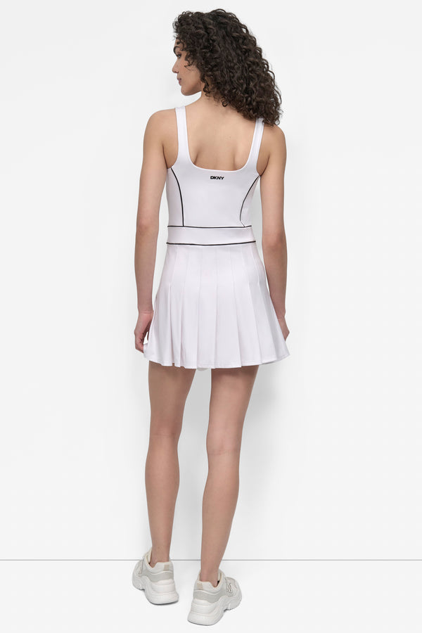 Dkny PLEATED TENNIS DRESS White/Black