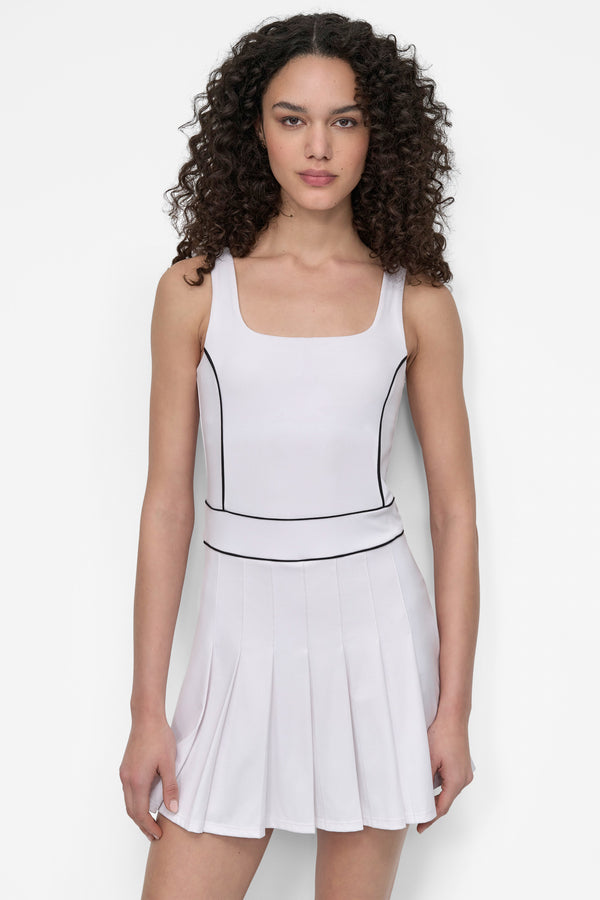 Dkny PLEATED TENNIS DRESS White/Black
