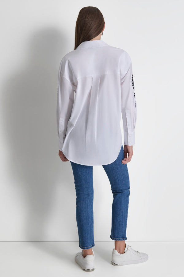 Dkny POPLIN BUTTON DOWN WHITE/BLACK