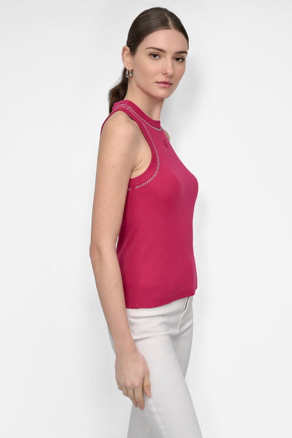 Dkny RHINESTONE AT NECK & ARMHOLE TANK WILDBERRY