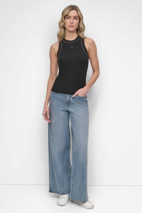 Dkny RHINESTONE TANK Black