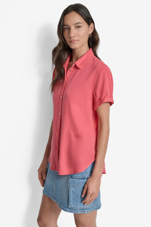 Dkny ROLLED SLEEVE SHIRT Azalea Pink
