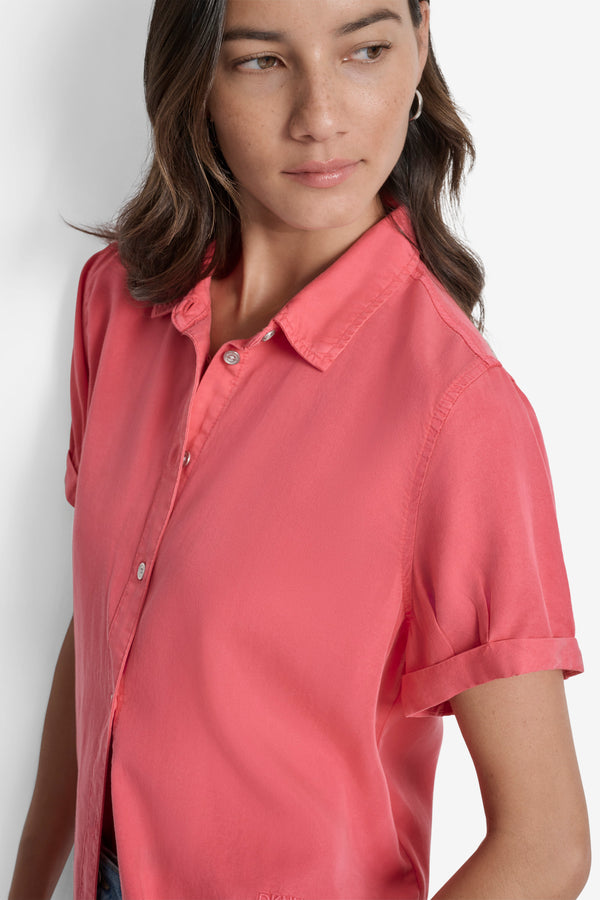 Dkny ROLLED SLEEVE SHIRT Azalea Pink