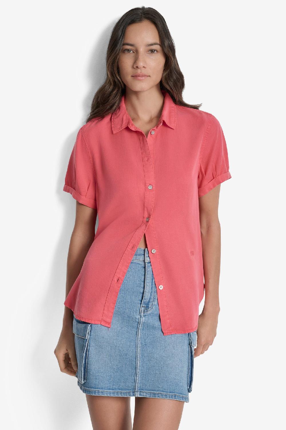 dkny ROLLED SLEEVE SHIRT Azalea Pink