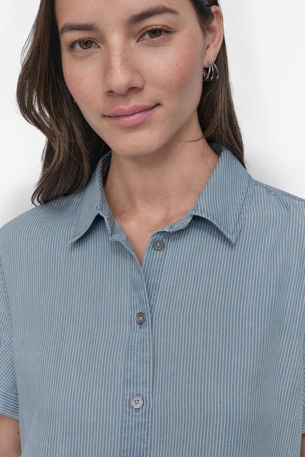 Dkny ROLLED SLEEVE SHIRT BAYPORT STRIPE CHAMB