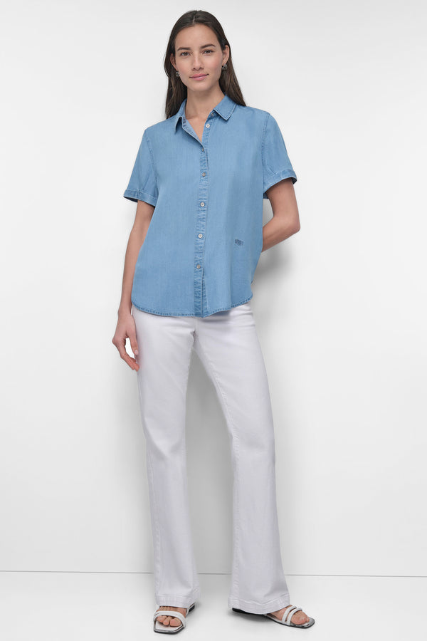 Dkny ROLLED SLEEVE SHIRT CHAMBRAY