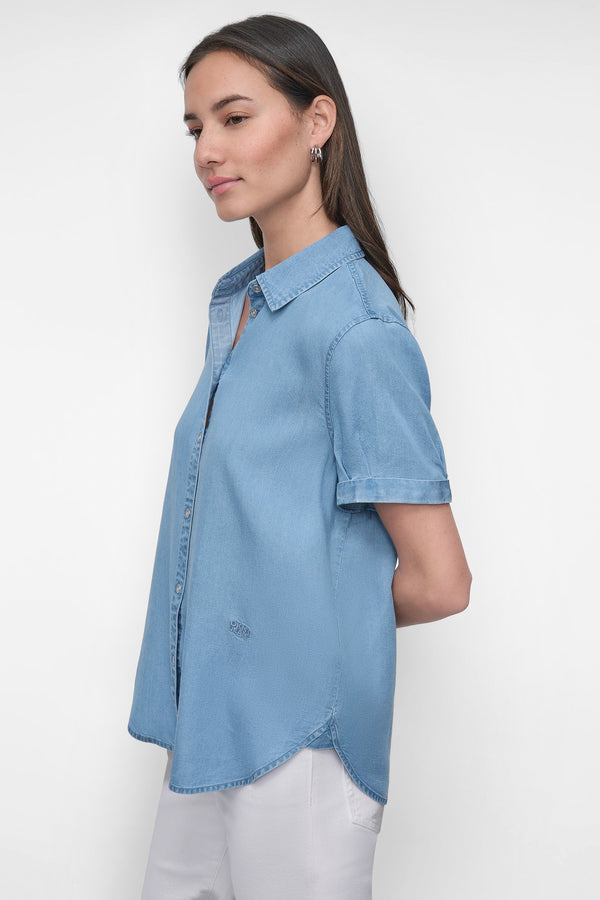 Dkny ROLLED SLEEVE SHIRT CHAMBRAY