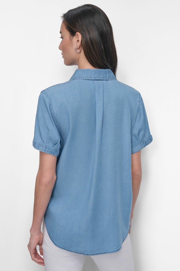 Dkny ROLLED SLEEVE SHIRT CHAMBRAY