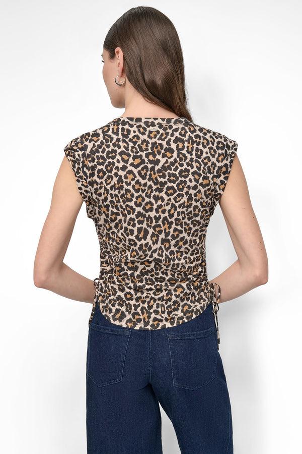 Dkny RUCHED SIDE-TIE TEE Bengal Tan