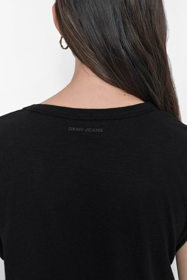 Dkny RUCHED SIDE-TIE TEE Black