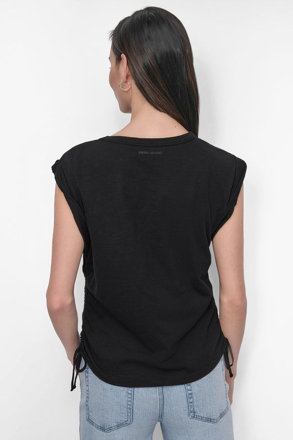 Dkny RUCHED SIDE-TIE TEE Black