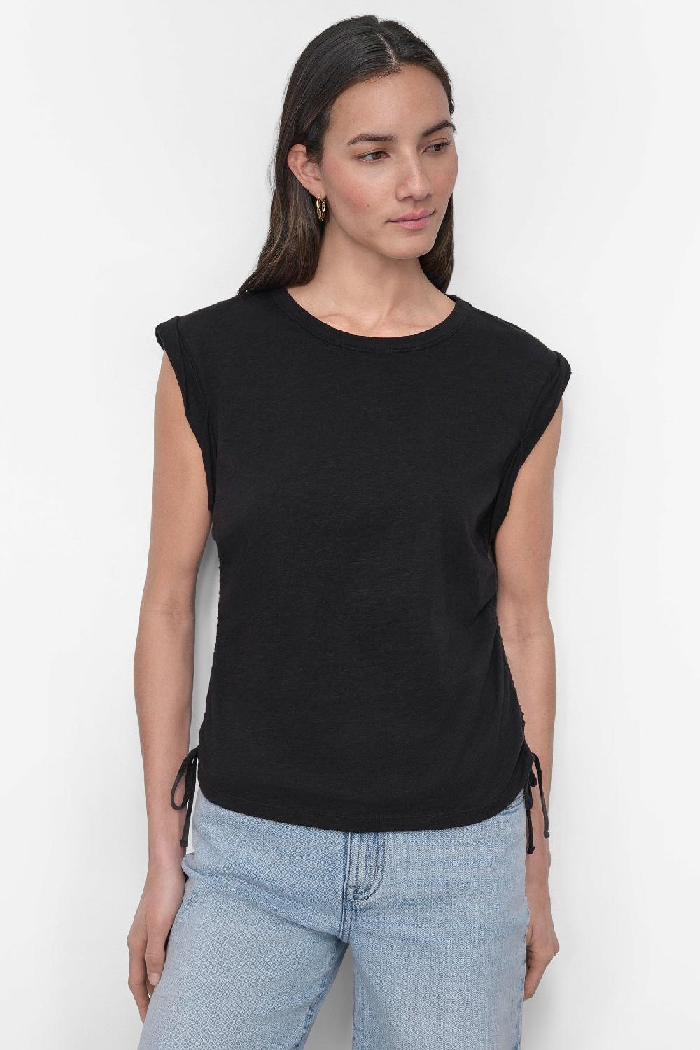 dkny RUCHED SIDE-TIE TEE Black